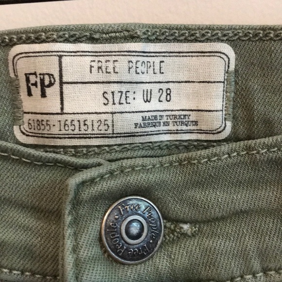 Free people ripped knees green denim - Picture 2 of 3